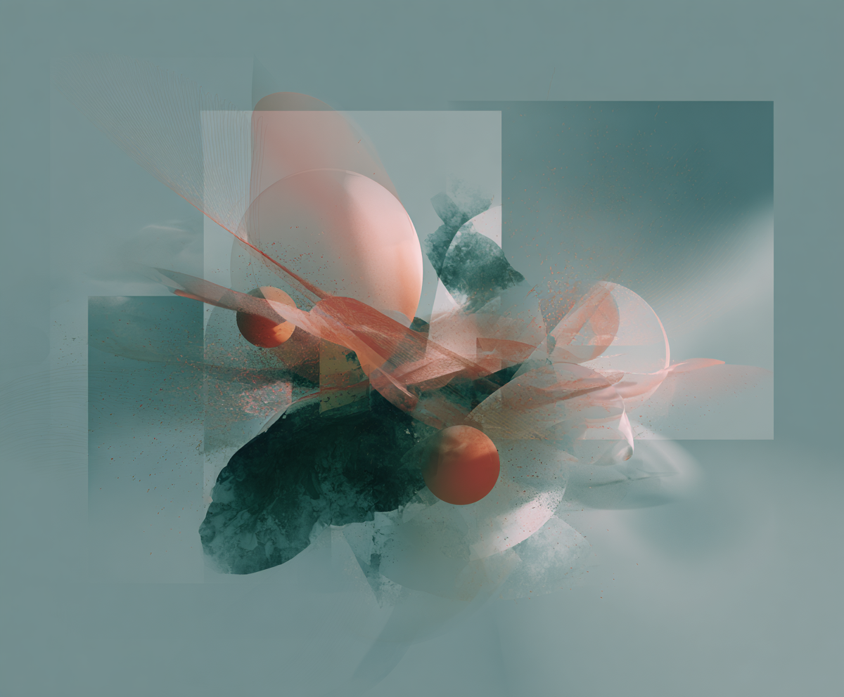 Abstract organic 3D forms floating